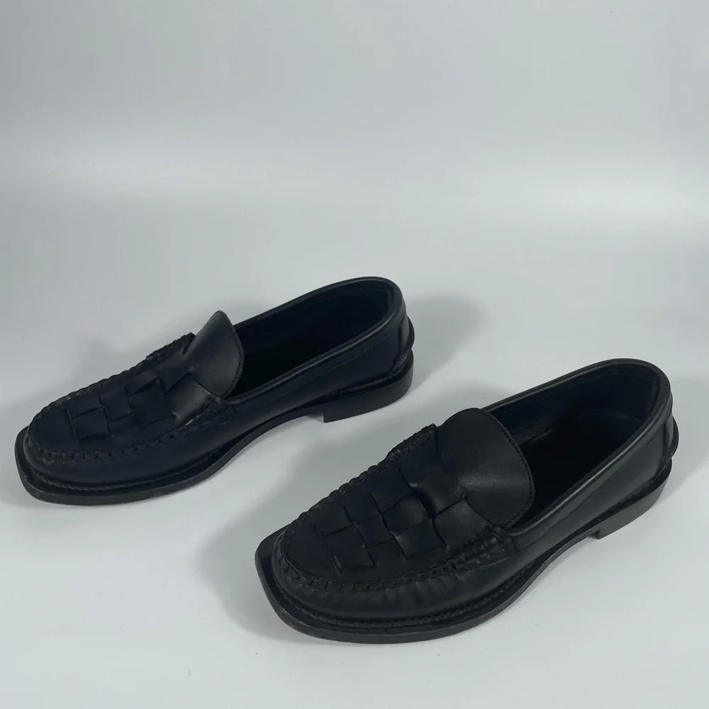 Women's Hereu Nombela Interwoven Detail Slip On Loafers Old Money Office Leather - Picture 4 of 16